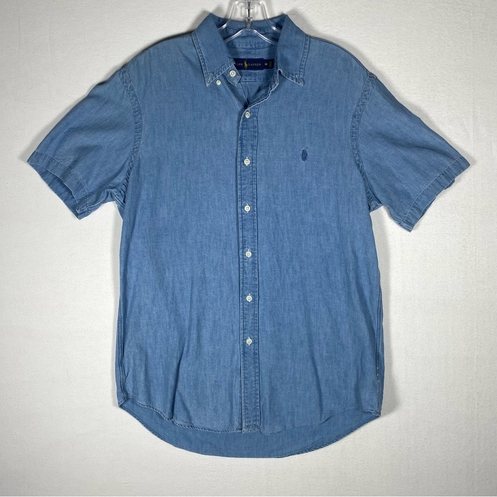 Ralph Lauren Chambray denim short sleeve  Casual Button Down‎ Shirt medium